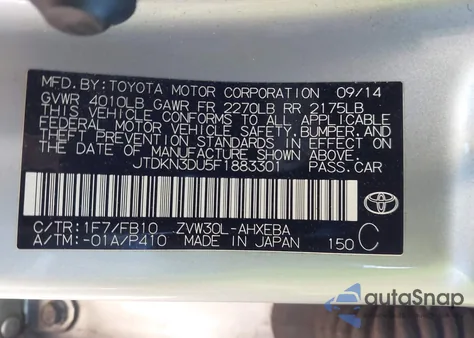 2015 Toyota Prius Two z USA, uszkodzony, nr VIN JTDKN3DU5F1883301